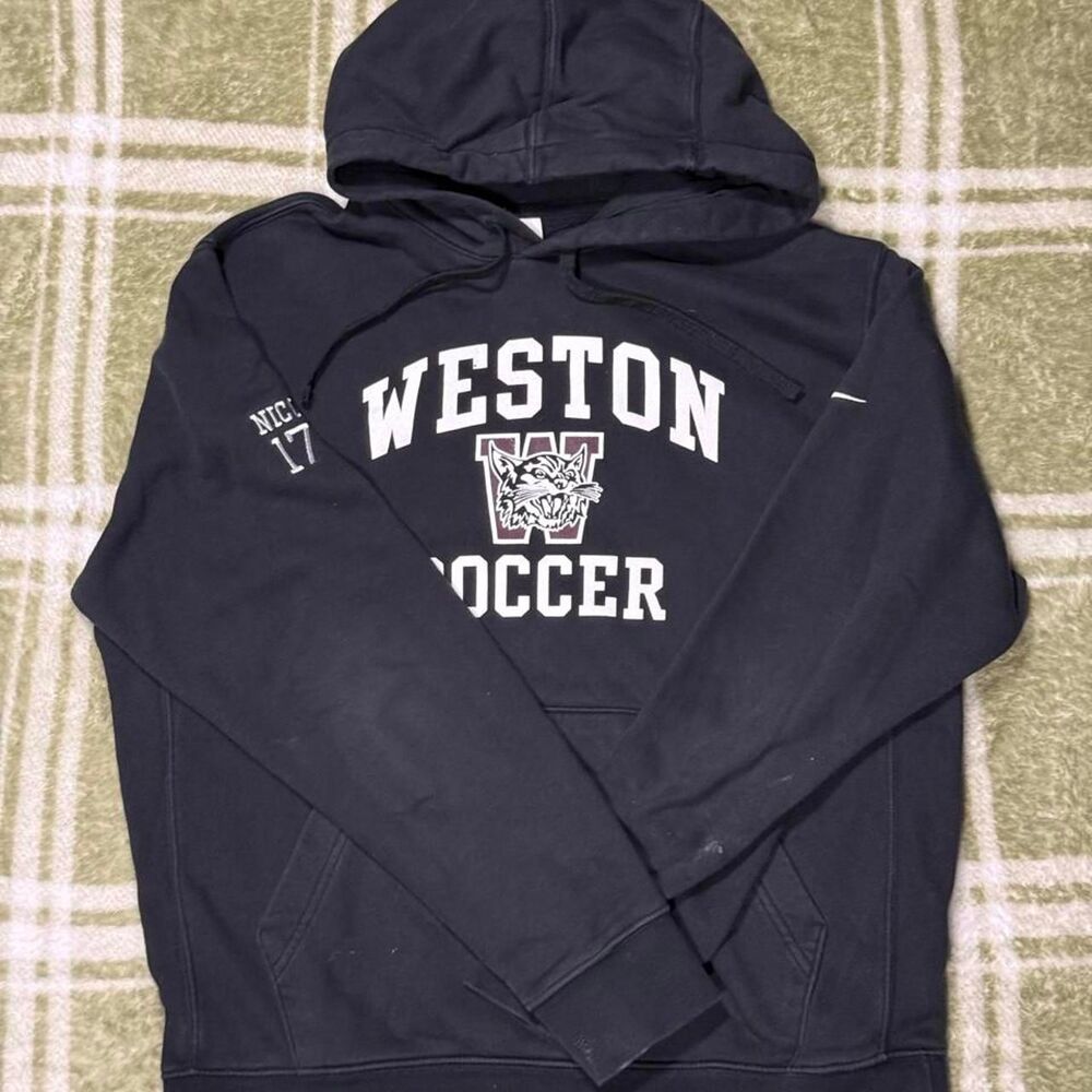 Vintage Retro Nike Weston Soccer Wildcats Black Hoodie - Men's Size Medium, High